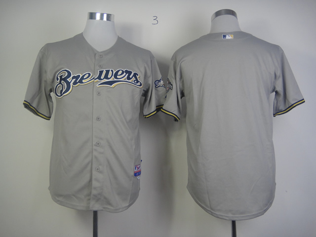 Men Milwaukee Brewers Blank Grey MLB Jerseys->milwaukee brewers->MLB Jersey